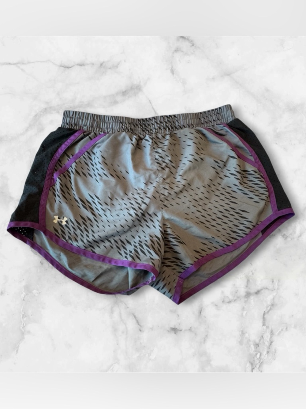 Under Armour Gray Athletic Shorts with Purple Trim